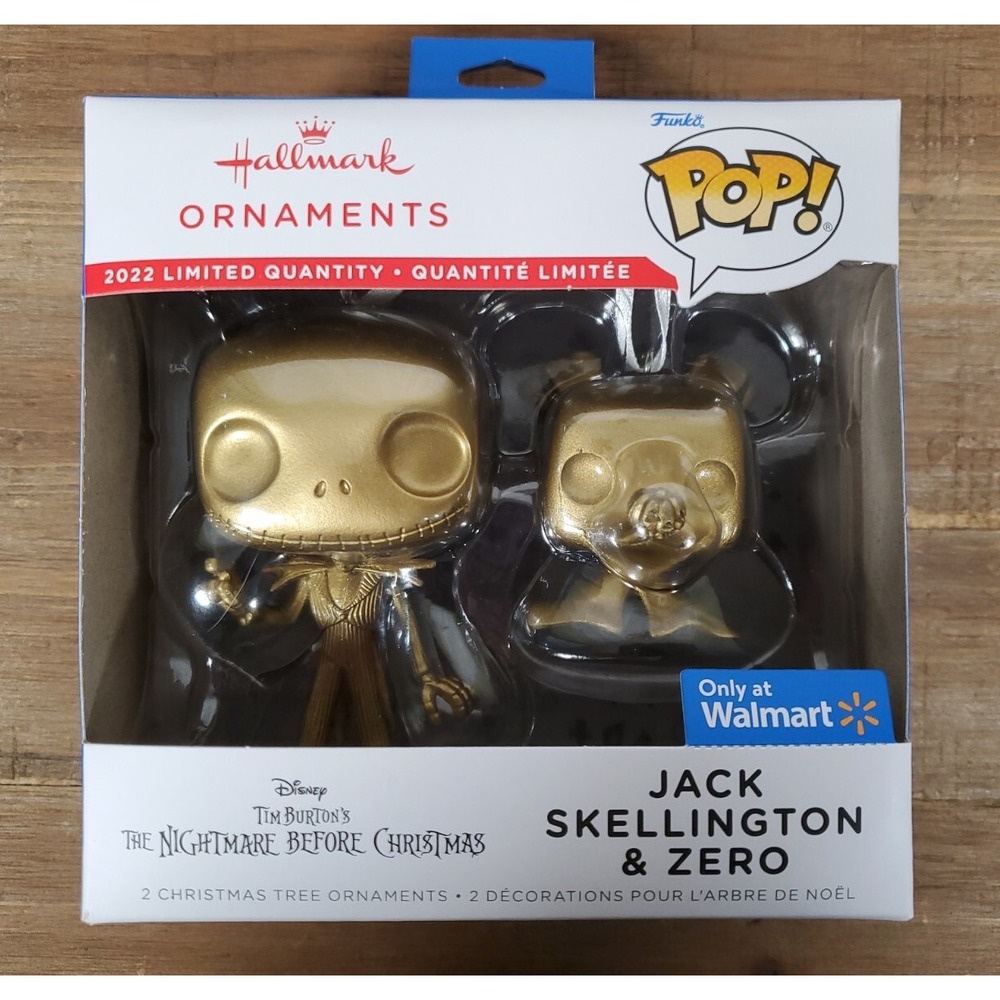 Jack Skellington & Zero GOLDEN Hallmark Ornaments Funko POP! Walmart Exclusive